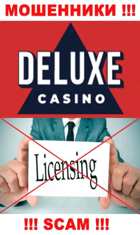 Отсутствие лицензии у конторы Deluxe Casino, только лишь подтверждает, что это кидалы