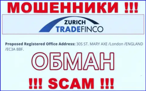 Поскольку официальный адрес на web-ресурсе Zurich Trade Finco LTD обман, то при таком раскладе и связываться с ними опасно