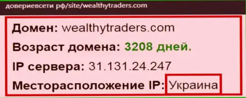Украинская прописка компании Wealthy Traders, согласно информации веб-сайта довериевсети рф